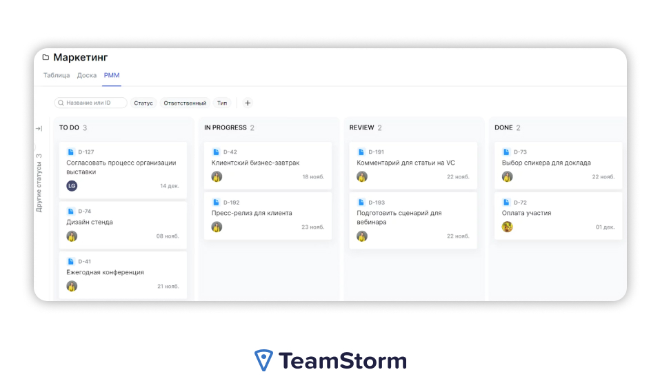 онлайн ежедневник TeamStorm